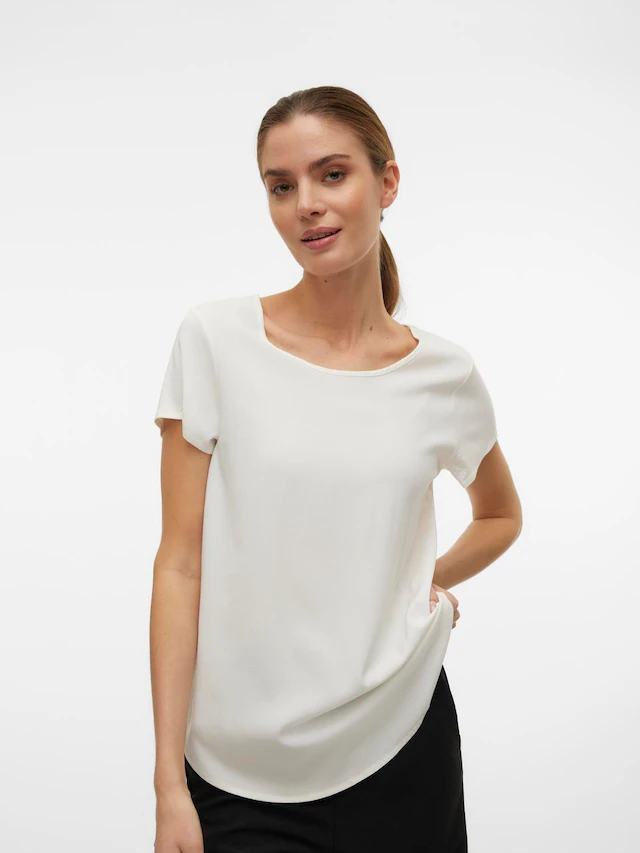 Vero Moda Blusenshirt »VMBELLA SS TOP WVN GA NOOS« Viskosemischung, abgerundeter Saum
