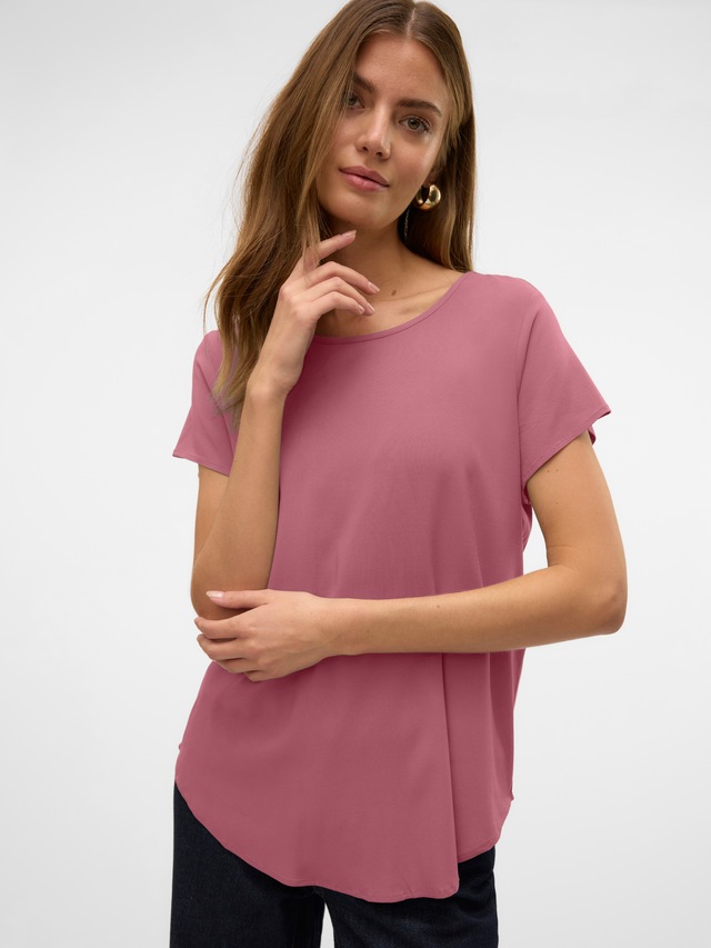 Vero Moda Blusenshirt »VMBELLA SS TOP WVN GA NOOS« Viskosemischung, abgerundeter Saum