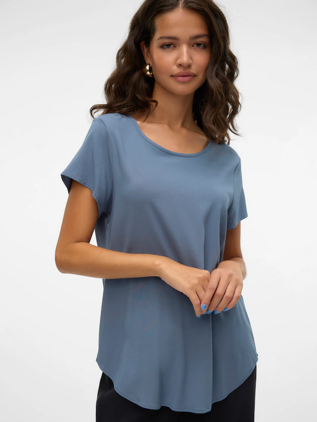 Vero Moda Blusenshirt »VMBELLA SS TOP WVN GA NOOS« Viskosemischung, abgerundeter Saum