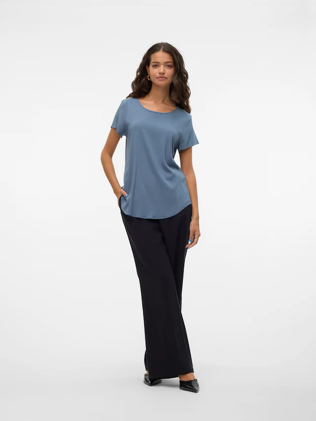 Vero Moda Blusenshirt »VMBELLA SS TOP WVN GA NOOS« Viskosemischung, abgerundeter Saum