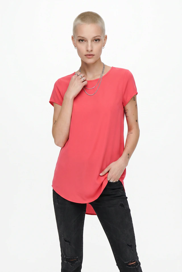 Vero Moda Blusenshirt »VMBELLA SS TOP WVN GA NOOS« Viskosemischung, abgerundeter Saum