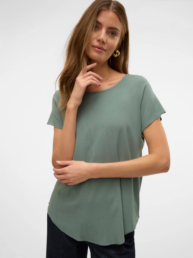 Vero Moda Blusenshirt »VMBELLA SS TOP WVN GA NOOS« Viskosemischung, abgerundeter Saum