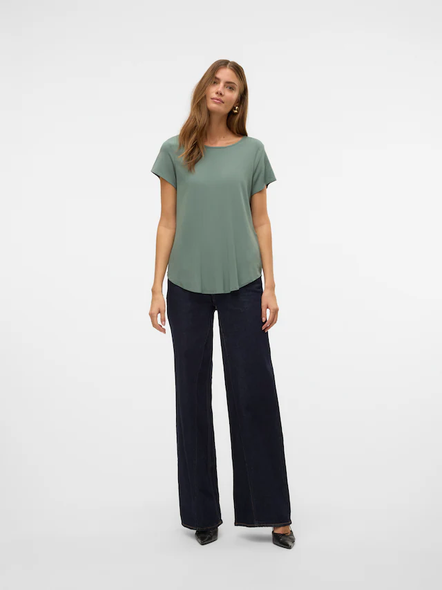 Vero Moda Blusenshirt »VMBELLA SS TOP WVN GA NOOS« Viskosemischung, abgerundeter Saum