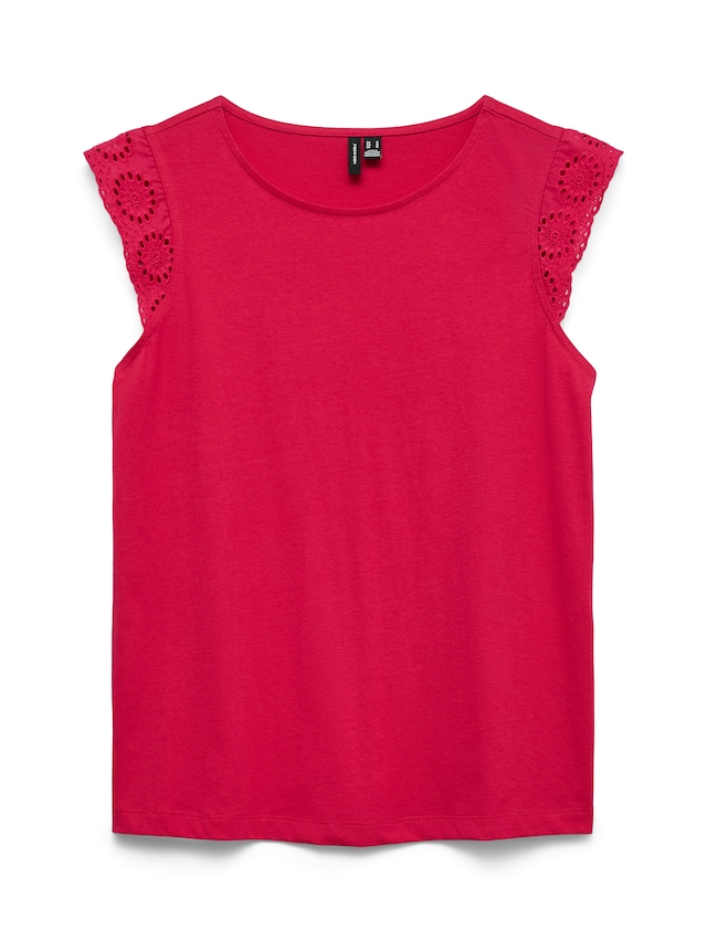Vero Moda T-Shirt »VMEMILY SL GATHERING TOP JRS NOOS« Baumwolle, regular fit, Spitze