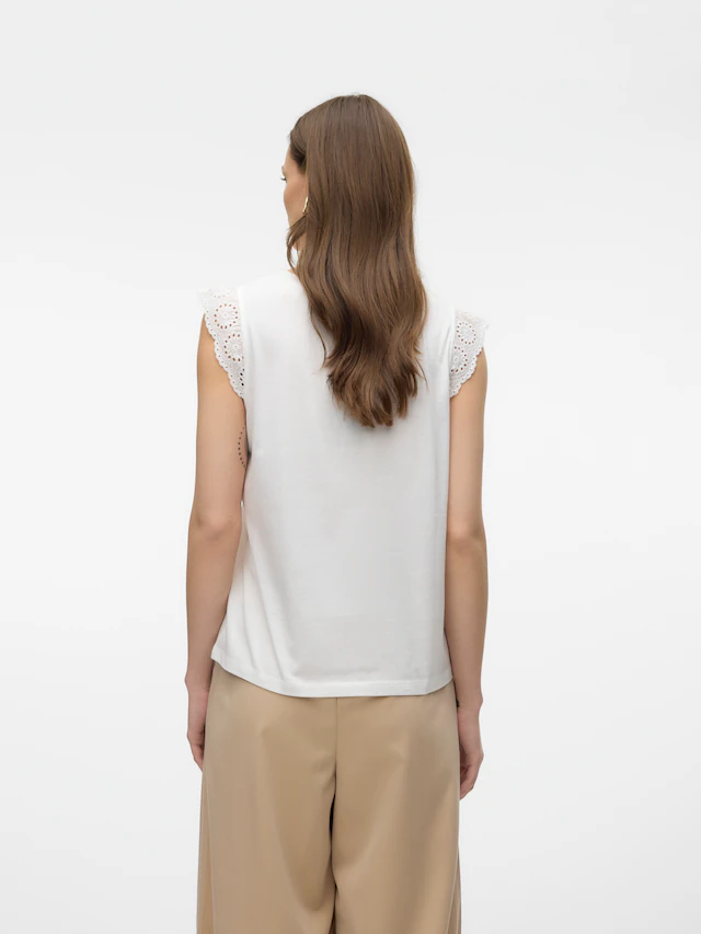 Vero Moda T-Shirt »VMEMILY SL GATHERING TOP JRS NOOS« Baumwolle, regular fit, Spitze