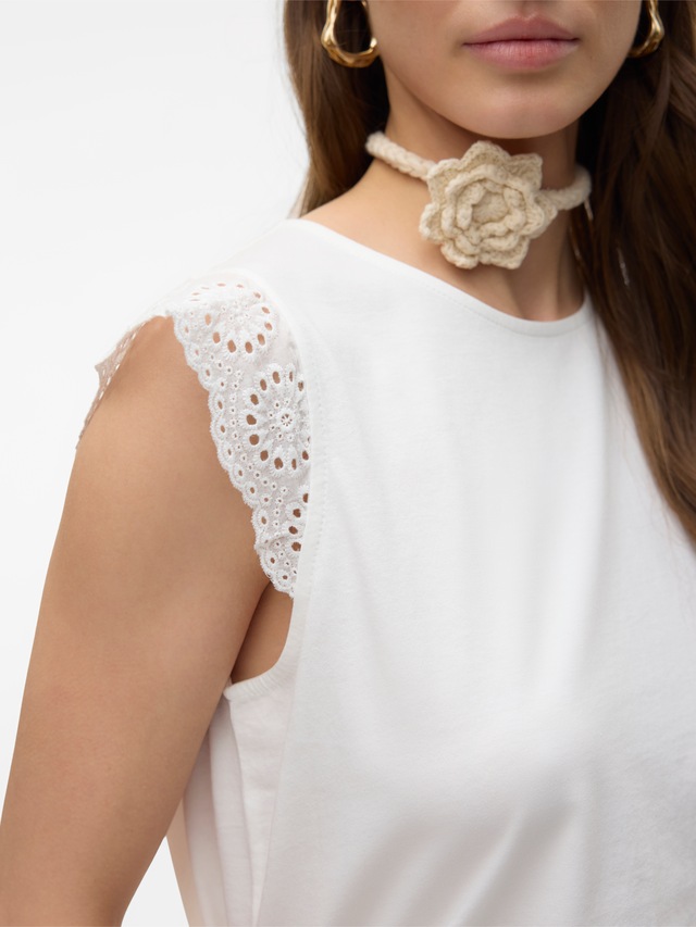 Vero Moda T-Shirt »VMEMILY SL GATHERING TOP JRS NOOS« Baumwolle, regular fit, Spitze