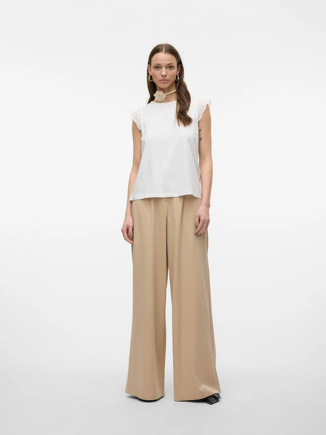 Vero Moda T-Shirt »VMEMILY SL GATHERING TOP JRS NOOS« Baumwolle, regular fit, Spitze