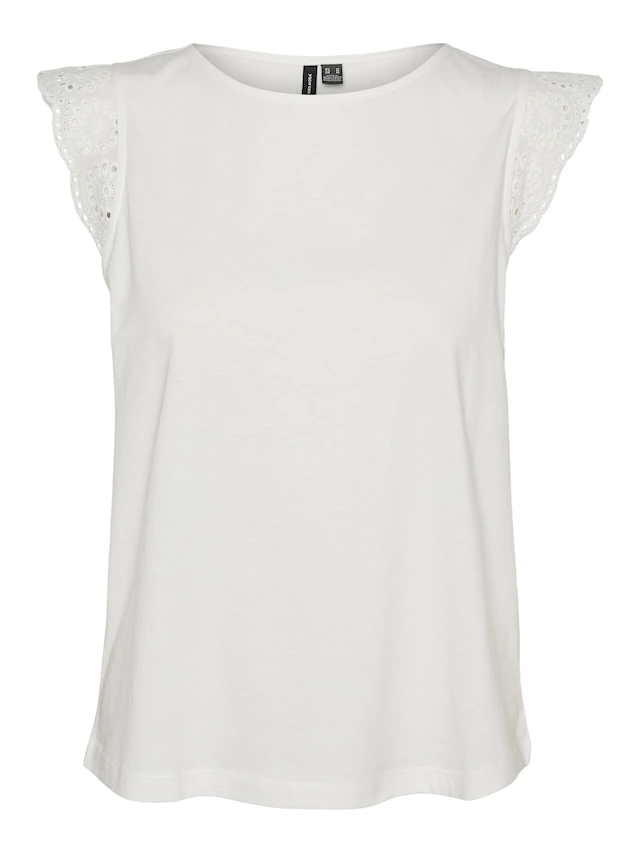 Vero Moda T-Shirt »VMEMILY SL GATHERING TOP JRS NOOS« Baumwolle, regular fit, Spitze