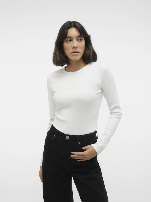 Vero Moda Langarmshirt »VMCHLOE LS SHORT TOP JRS NOOS« Baumwollmischung, slim fit