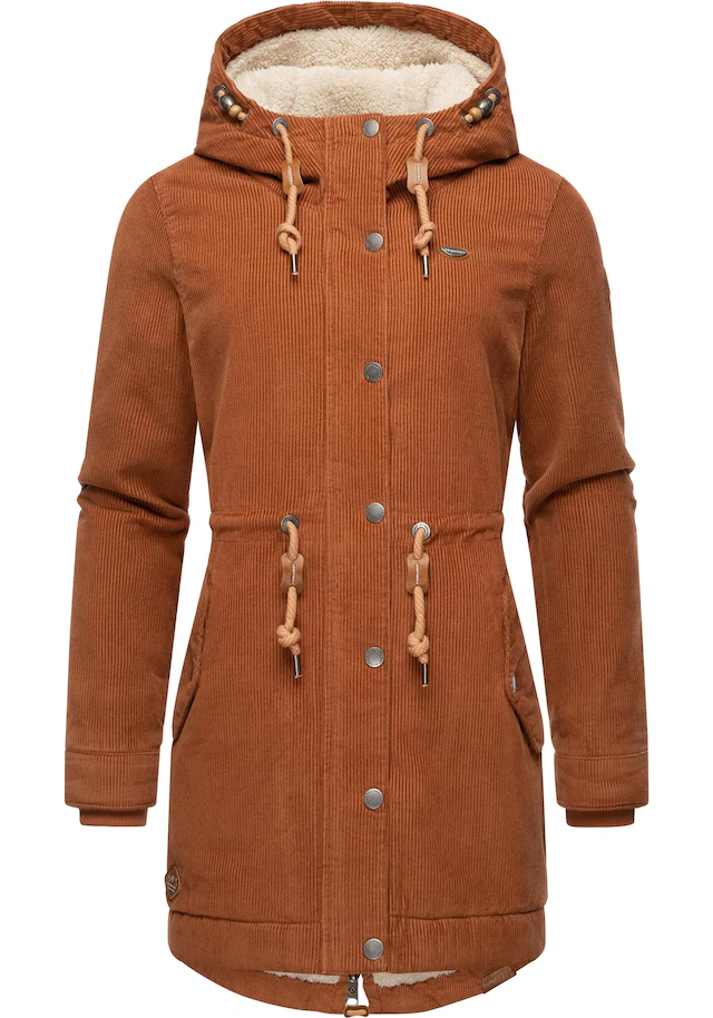 Ragwear Winterjacke »Canny Corduroy« mit Kapuze stylischer Damen Cordmantel mit Kapuze