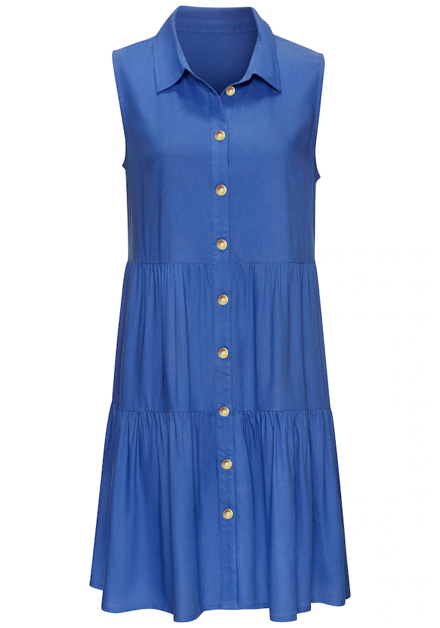 Vivance Sommerkleid »aus gewebter Viskose, A-Linien-Kleid« Ohne Taschen Blusenkleid mit Knopfleiste, Hemdblusenkleid, Tunikakleid, Strandkleid