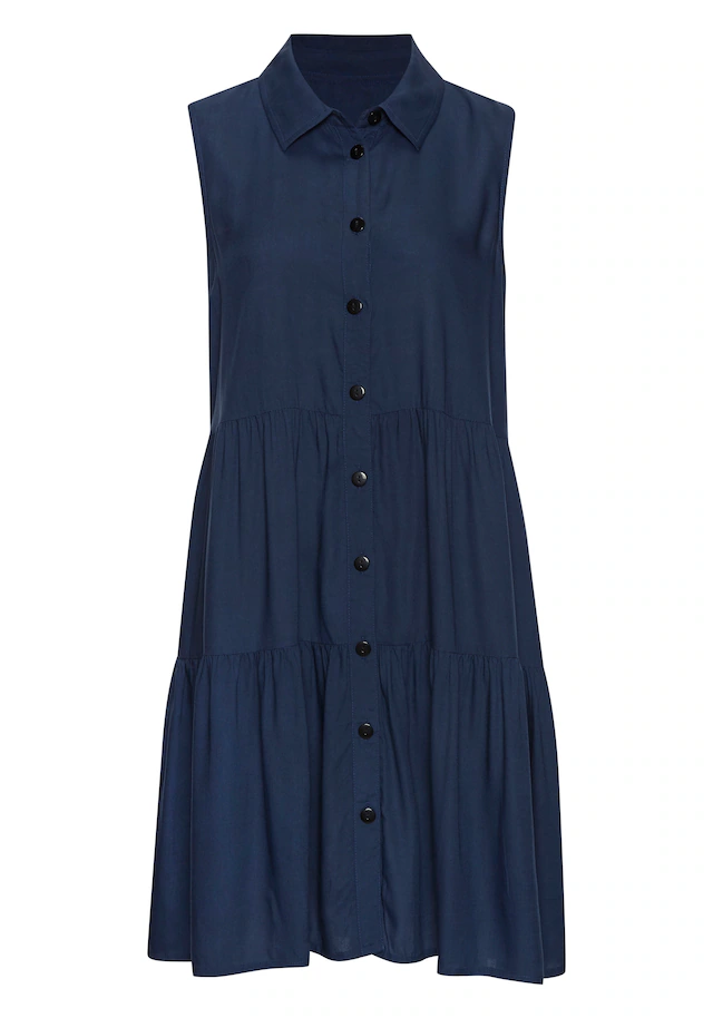 Vivance Sommerkleid »aus gewebter Viskose, A-Linien-Kleid« Ohne Taschen Blusenkleid mit Knopfleiste, Hemdblusenkleid, Tunikakleid, Strandkleid