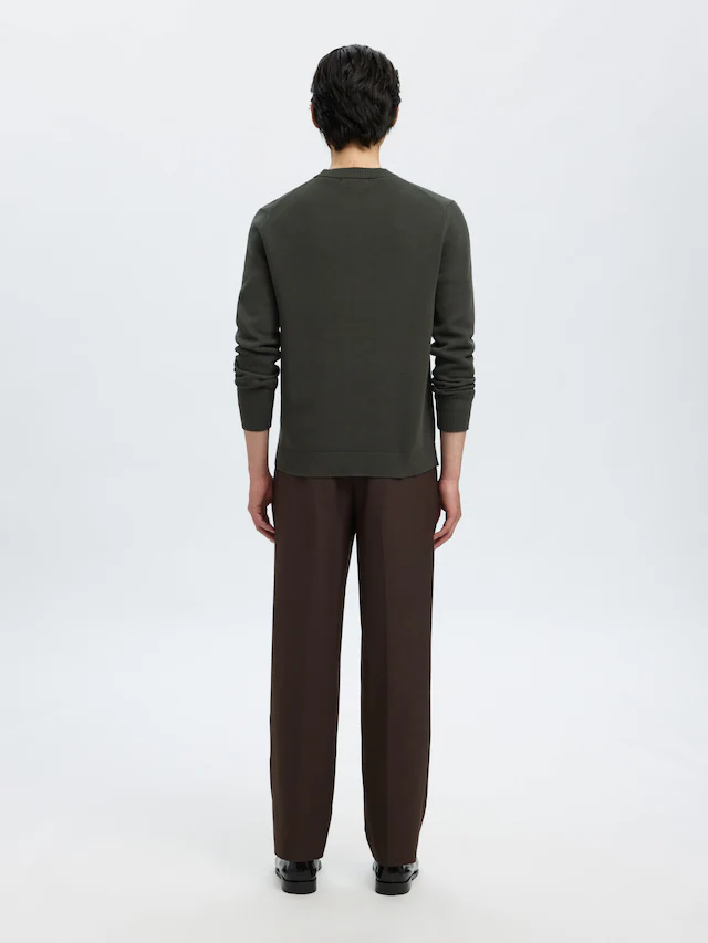 SELECTED Rundhalspullover »SLHDANE LS KNIT STRUCTURE CREW NECK NOOS« Baumwolle, regular fit