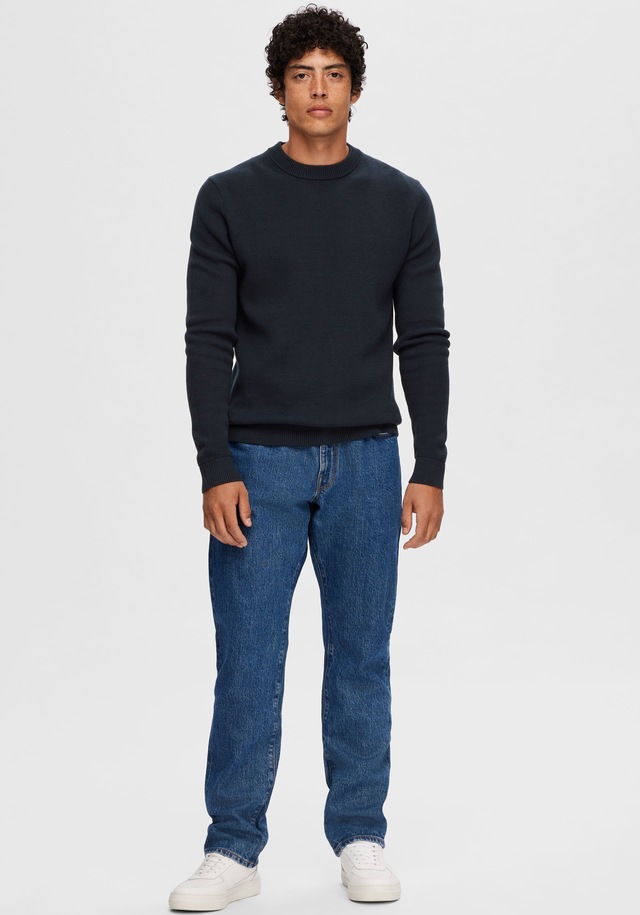 SELECTED Rundhalspullover »SLHDANE LS KNIT STRUCTURE CREW NECK NOOS« Baumwolle, regular fit