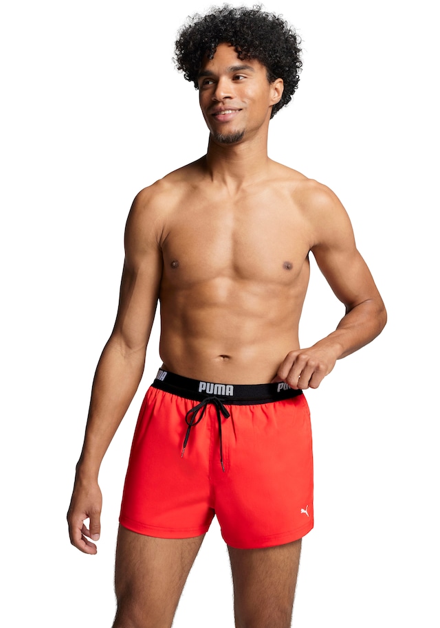 PUMA Badeshorts »PUMA SWIM MEN LOGO SHORT SHORTS 1P« Seitentaschen, Gesäßtasche mit Reißverschluss, Kordelzug
