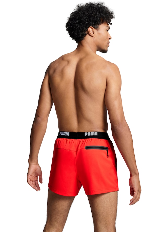 PUMA Badeshorts »PUMA SWIM MEN LOGO SHORT SHORTS 1P« Seitentaschen, Gesäßtasche mit Reißverschluss, Kordelzug