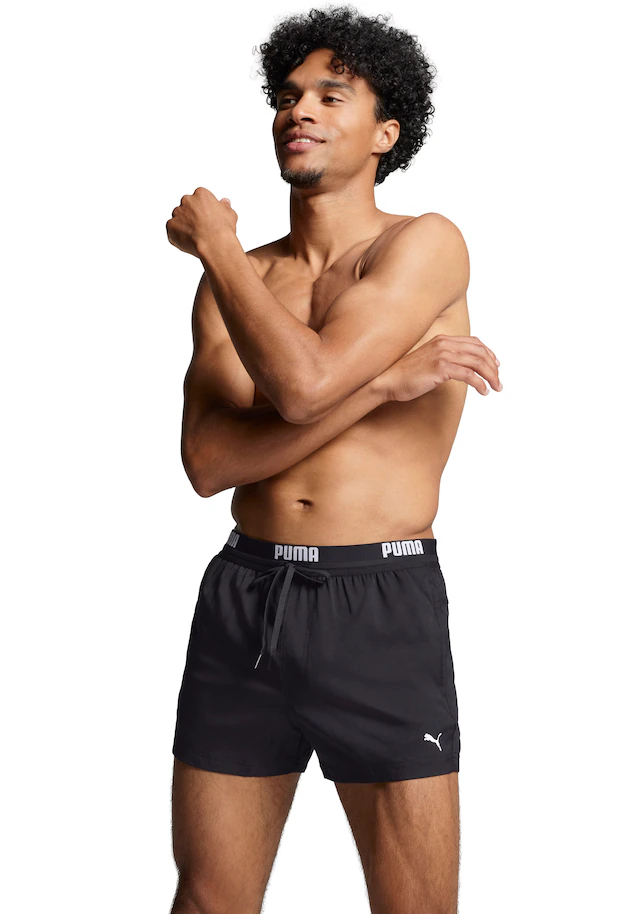 PUMA Badeshorts »PUMA SWIM MEN LOGO SHORT SHORTS 1P« Seitentaschen, Gesäßtasche mit Reißverschluss, Kordelzug