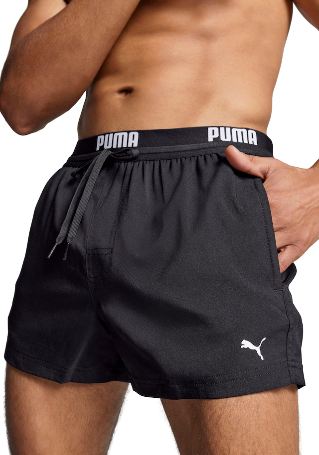 PUMA Badeshorts »PUMA SWIM MEN LOGO SHORT SHORTS 1P« Seitentaschen, Gesäßtasche mit Reißverschluss, Kordelzug
