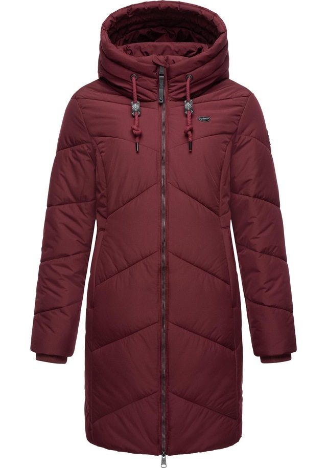 Ragwear Steppmantel »Novista« Stylischer Wintermantel mit zick zack Muster und großer Kapuze