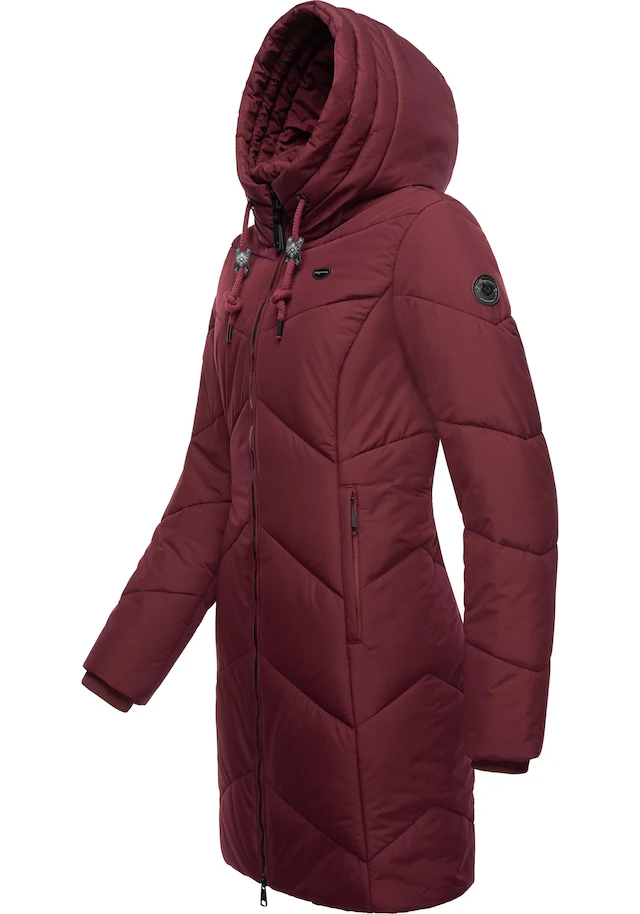 Ragwear Steppmantel »Novista« Stylischer Wintermantel mit zick zack Muster und großer Kapuze