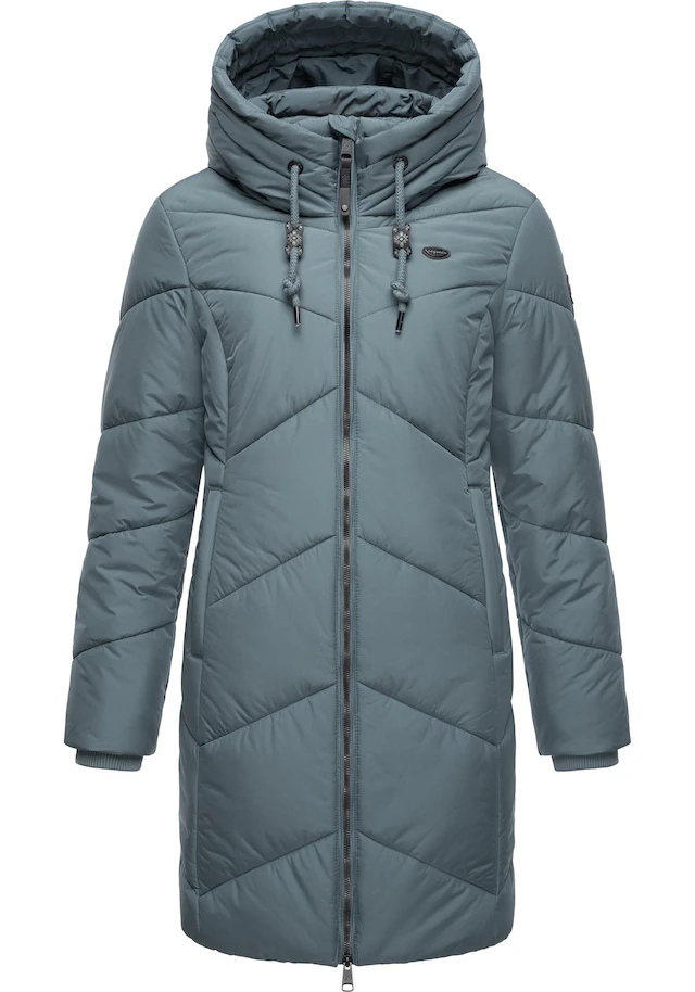 Ragwear Steppmantel »Novista« Stylischer Wintermantel mit zick zack Muster und großer Kapuze