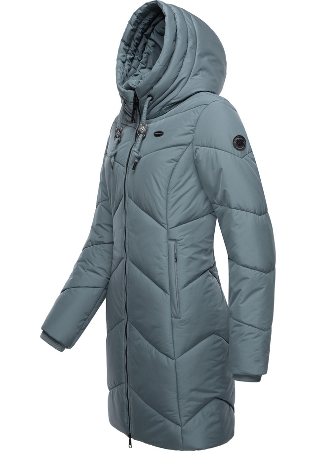 Ragwear Steppmantel »Novista« Stylischer Wintermantel mit zick zack Muster und großer Kapuze