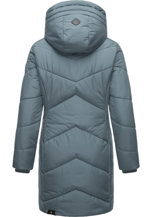 Ragwear Steppmantel »Novista« Stylischer Wintermantel mit zick zack Muster und großer Kapuze
