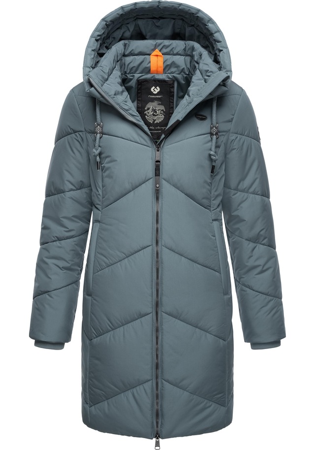 Ragwear Steppmantel »Novista« Stylischer Wintermantel mit zick zack Muster und großer Kapuze
