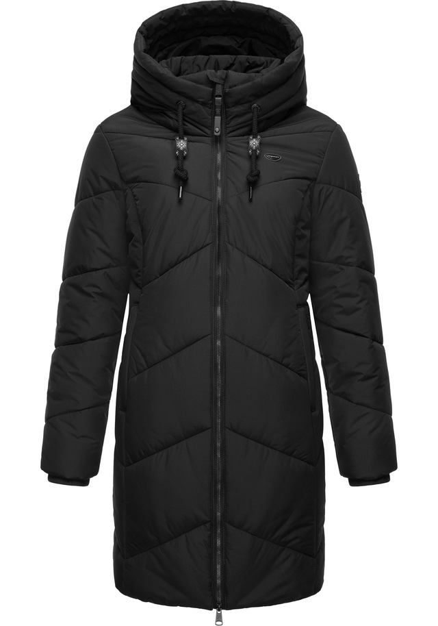 Ragwear Steppmantel »Novista« Stylischer Wintermantel mit zick zack Muster und großer Kapuze