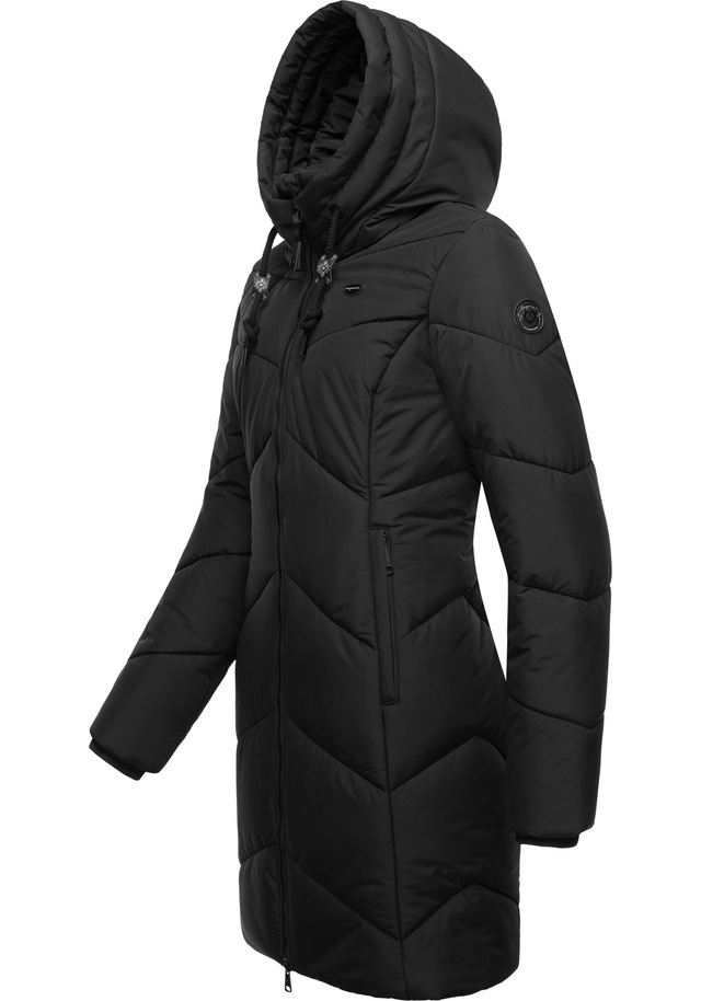 Ragwear Steppmantel »Novista« Stylischer Wintermantel mit zick zack Muster und großer Kapuze