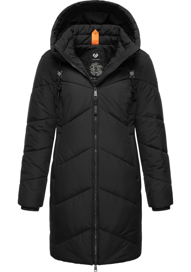 Ragwear Steppmantel »Novista« Stylischer Wintermantel mit zick zack Muster und großer Kapuze