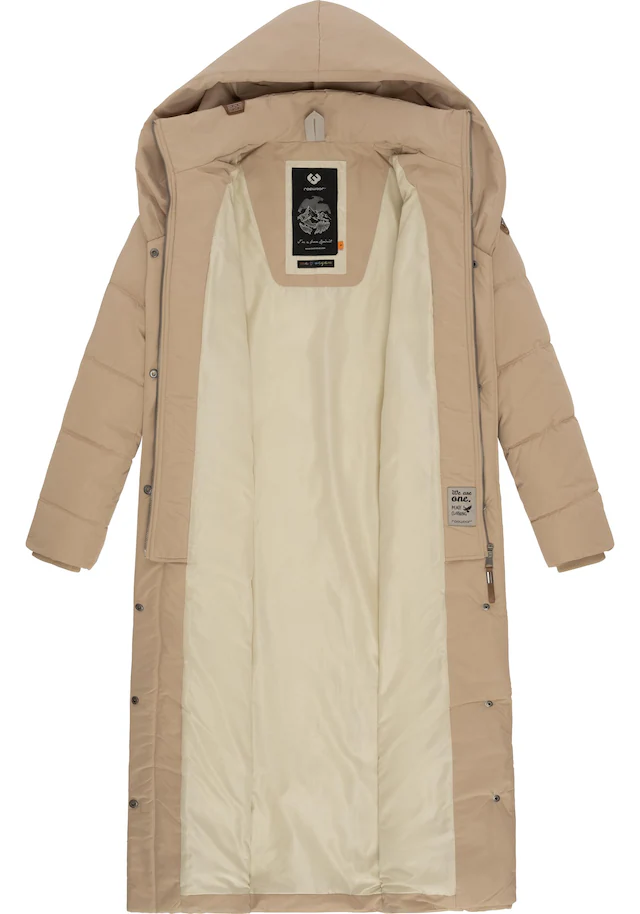 Ragwear Steppmantel »Natalka Extralong« Gesteppter Damen Mantel mit Kapuze