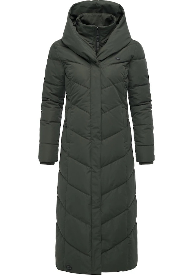 Ragwear Steppmantel »Natalka Extralong« Gesteppter Damen Mantel mit Kapuze