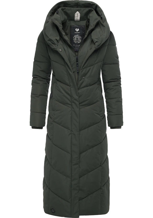 Ragwear Steppmantel »Natalka Extralong« Gesteppter Damen Mantel mit Kapuze