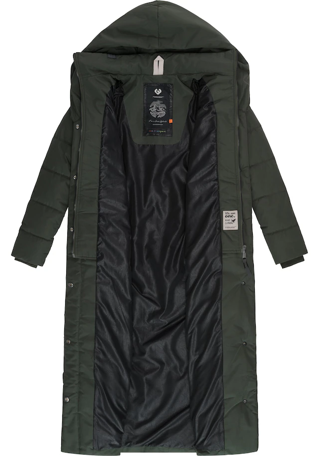 Ragwear Steppmantel »Natalka Extralong« Gesteppter Damen Mantel mit Kapuze