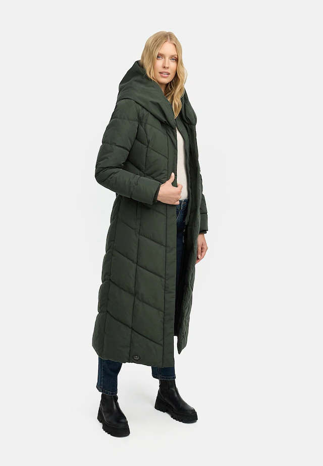 Ragwear Steppmantel »Natalka Extralong« Gesteppter Damen Mantel mit Kapuze
