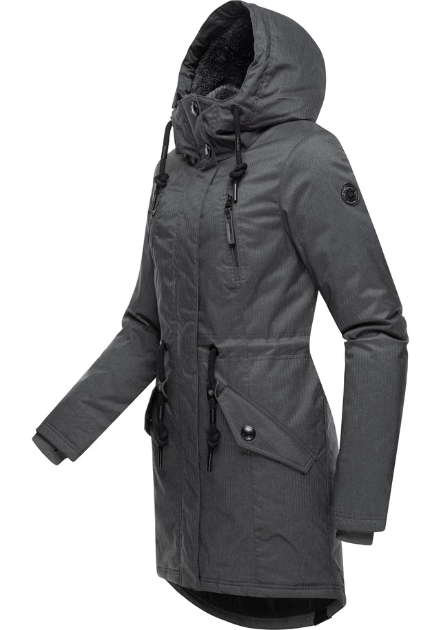 Ragwear Wintermantel »Elsie Melange« Wasserdichter Winterparka mit Kapuze und Teddyfleece