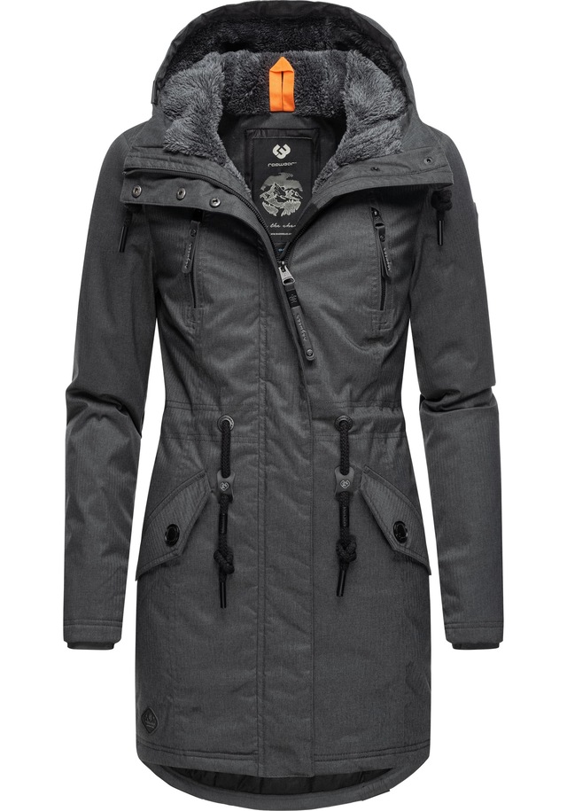 Ragwear Wintermantel »Elsie Melange« Wasserdichter Winterparka mit Kapuze und Teddyfleece