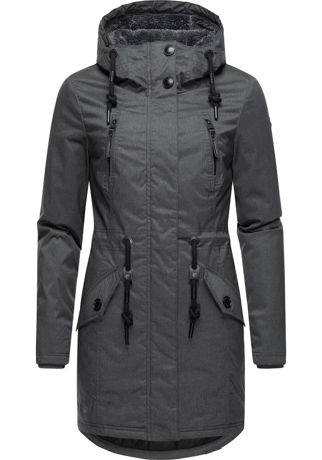 Ragwear Wintermantel »Elsie Melange« Wasserdichter Winterparka mit Kapuze und Teddyfleece