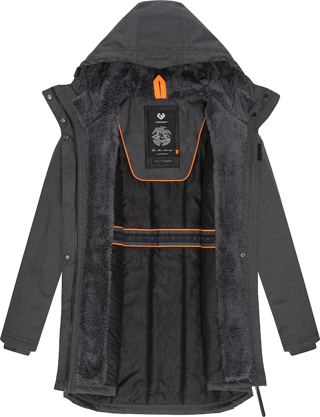 Ragwear Wintermantel »Elsie Melange« Wasserdichter Winterparka mit Kapuze und Teddyfleece