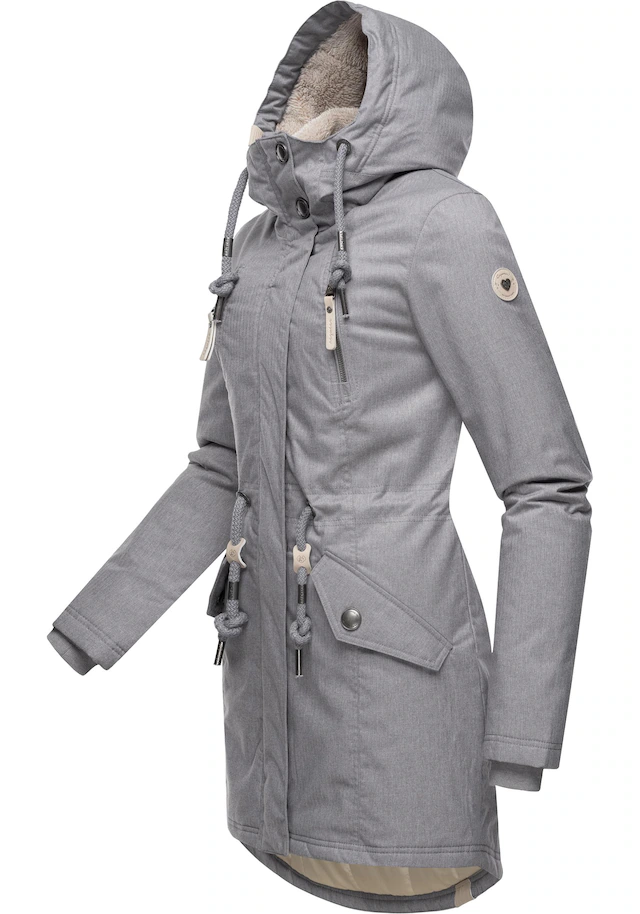 Ragwear Wintermantel »Elsie Melange« Wasserdichter Winterparka mit Kapuze und Teddyfleece