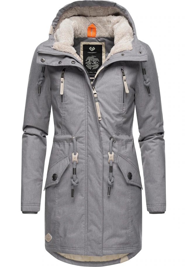 Ragwear Wintermantel »Elsie Melange« Wasserdichter Winterparka mit Kapuze und Teddyfleece