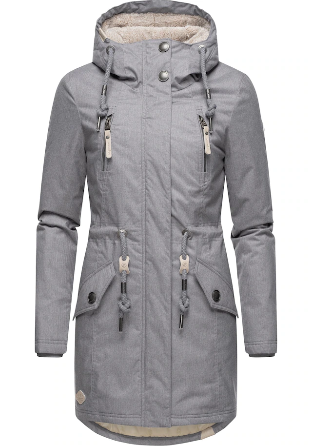 Ragwear Wintermantel »Elsie Melange« Wasserdichter Winterparka mit Kapuze und Teddyfleece