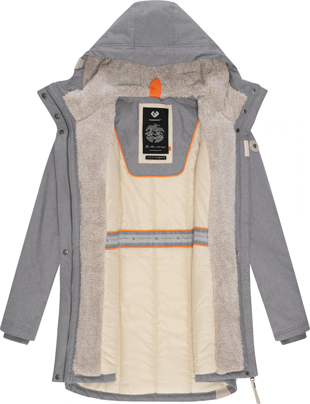 Ragwear Wintermantel »Elsie Melange« Wasserdichter Winterparka mit Kapuze und Teddyfleece