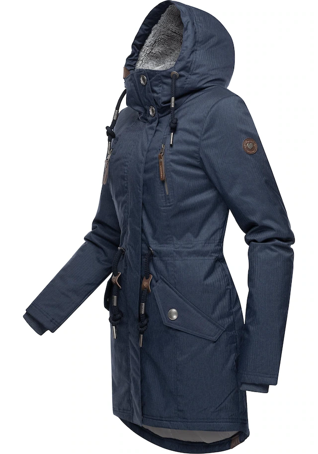 Ragwear Wintermantel »Elsie Melange« Wasserdichter Winterparka mit Kapuze und Teddyfleece