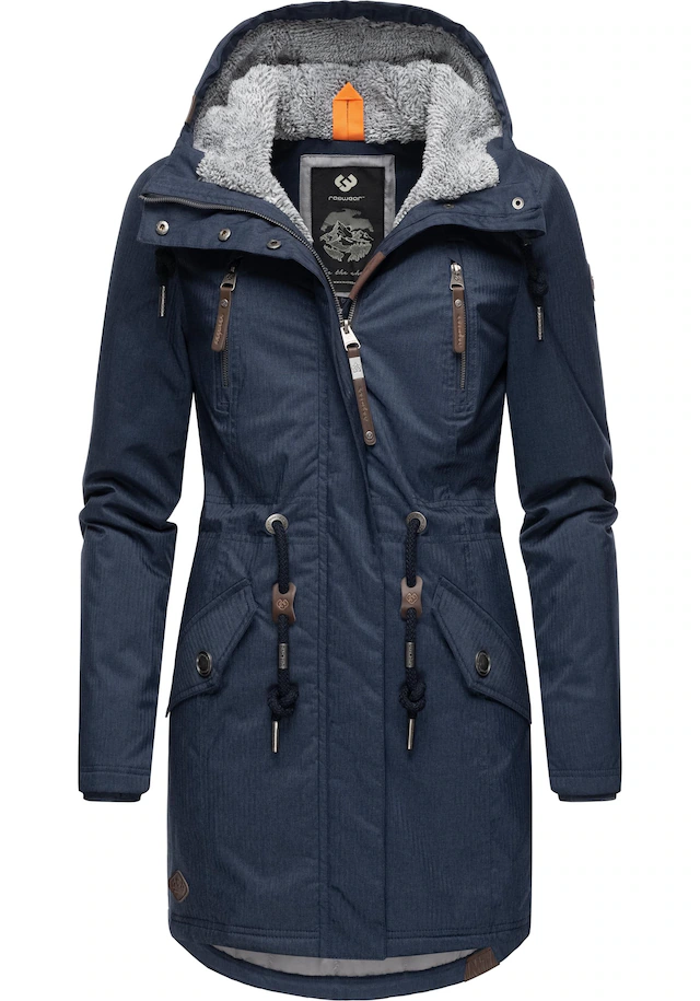 Ragwear Wintermantel »Elsie Melange« Wasserdichter Winterparka mit Kapuze und Teddyfleece