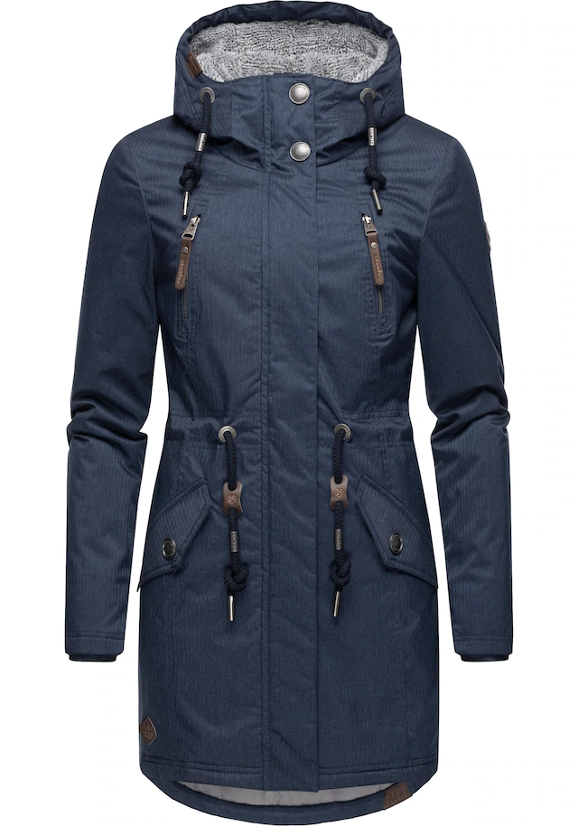 Ragwear Wintermantel »Elsie Melange« Wasserdichter Winterparka mit Kapuze und Teddyfleece