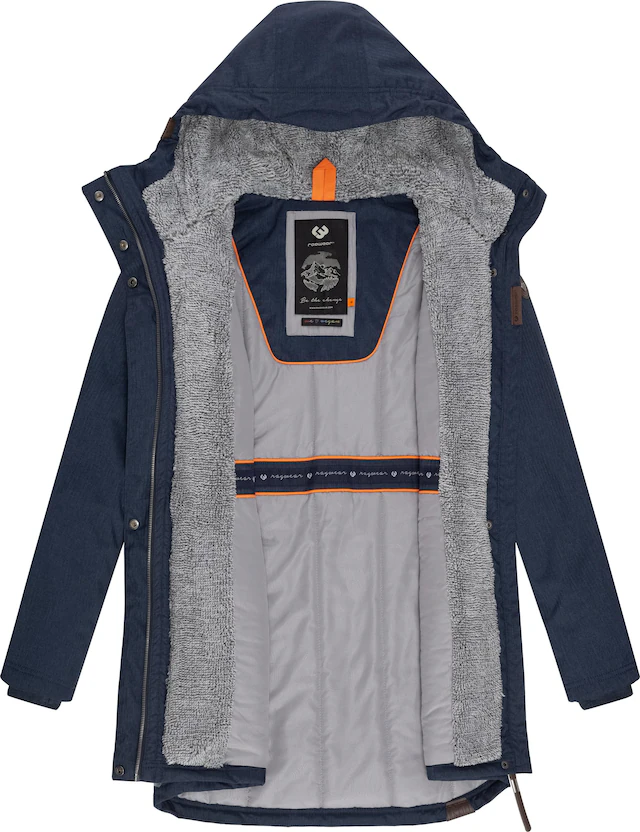 Ragwear Wintermantel »Elsie Melange« Wasserdichter Winterparka mit Kapuze und Teddyfleece