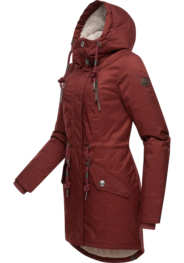 Ragwear Wintermantel »Elsie Melange« Wasserdichter Winterparka mit Kapuze und Teddyfleece