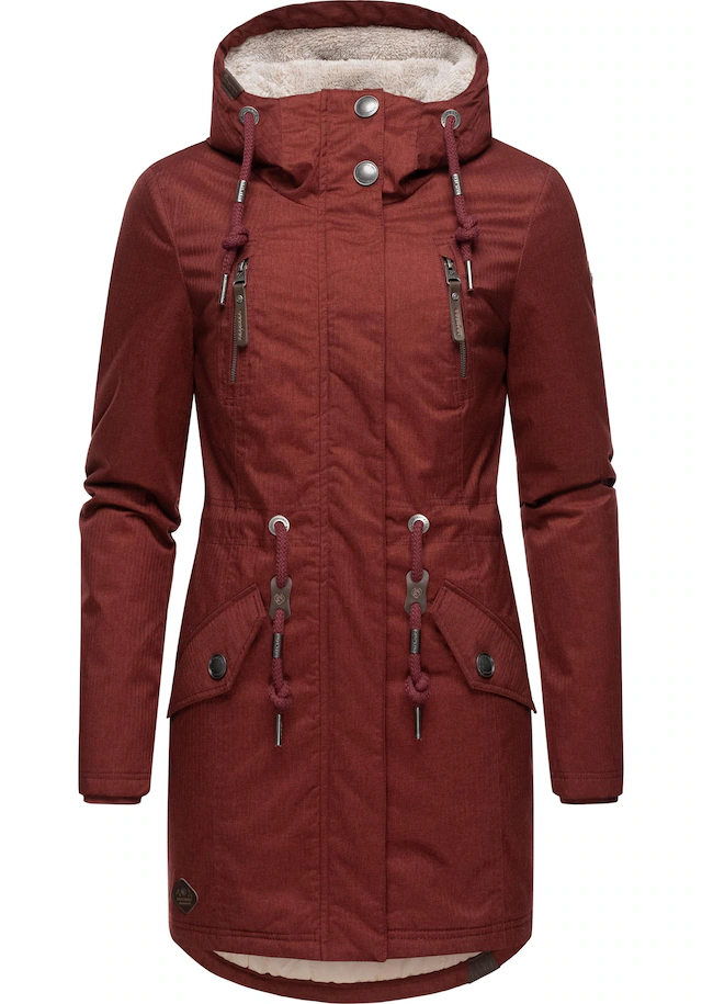 Ragwear Wintermantel »Elsie Melange« Wasserdichter Winterparka mit Kapuze und Teddyfleece